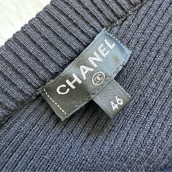 CHANEL black dress Cosmopolite Paneled Knit size 46FR or XL Authentic 5800$